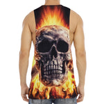 Flaming Skull And Cross Wrench Print Men's Muscle Tank Top