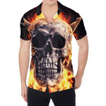 Flaming Skull And Cross Wrench Print Men's Shirt