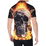 Flaming Skull And Cross Wrench Print Men's Shirt