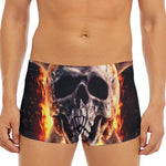 Flaming Skull And Cross Wrench Print Men's Short Boxer Briefs