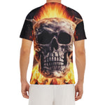 Flaming Skull And Cross Wrench Print Men's Short Sleeve Rash Guard