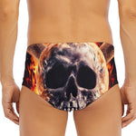 Flaming Skull And Cross Wrench Print Men's Triangle Swim Briefs