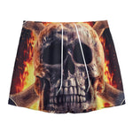 Flaming Skull And Cross Wrench Print Mesh Shorts