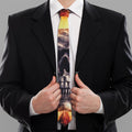 Flaming Skull And Cross Wrench Print Necktie
