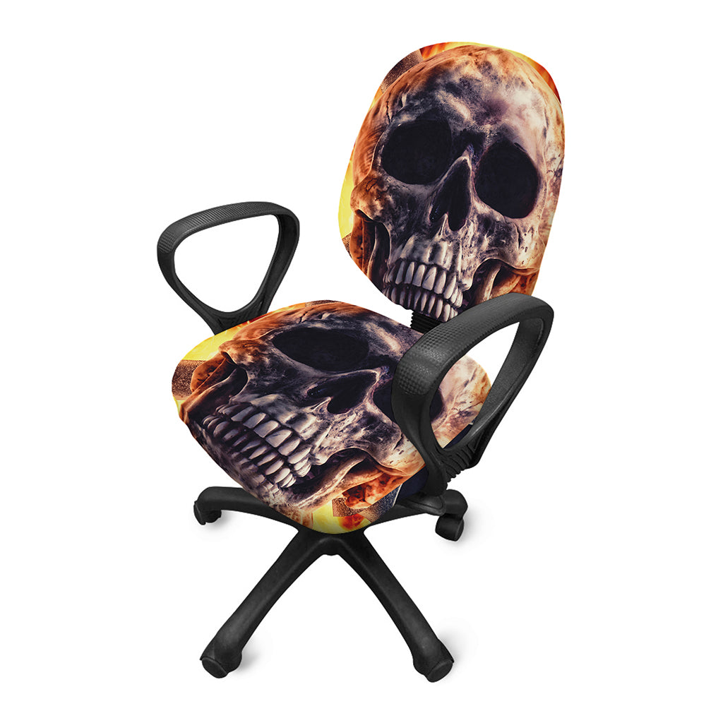 Flaming Skull And Cross Wrench Print Office Chair Cover