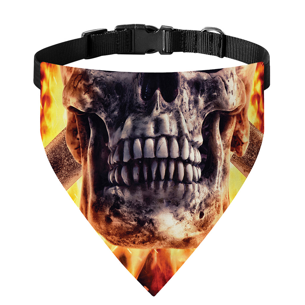 Flaming Skull And Cross Wrench Print Over The Collar Dog Bandana