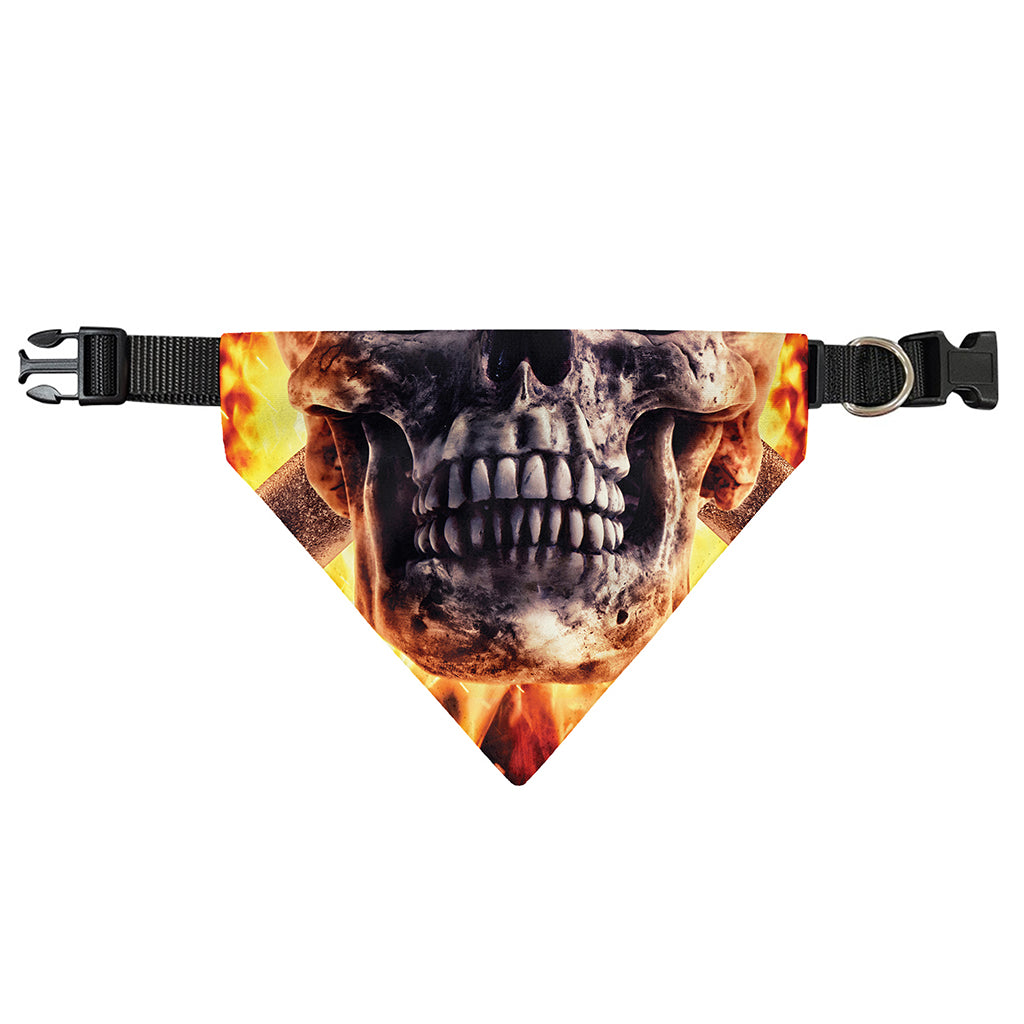 Flaming Skull And Cross Wrench Print Over The Collar Dog Bandana