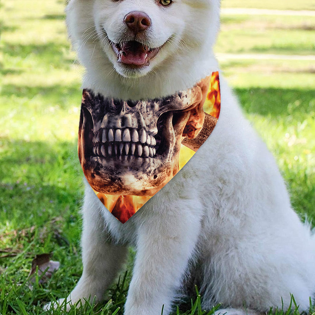 Flaming Skull And Cross Wrench Print Over The Collar Dog Bandana