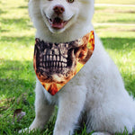 Flaming Skull And Cross Wrench Print Over The Collar Dog Bandana