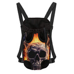 Flaming Skull And Cross Wrench Print Pet Carrier Backpack