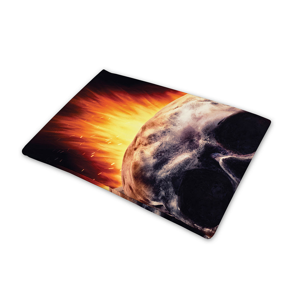 Flaming Skull And Cross Wrench Print Pet Cooling Mat Cover