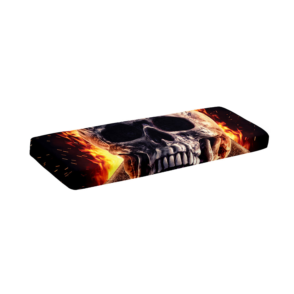 Flaming Skull And Cross Wrench Print Piano Keyboard Cover