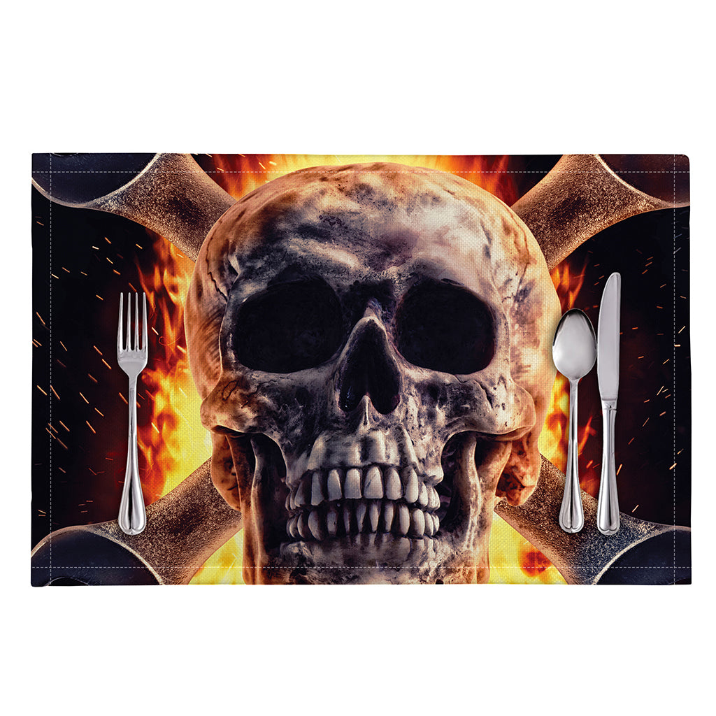 Flaming Skull And Cross Wrench Print Placemat