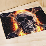Flaming Skull And Cross Wrench Print Polyester Doormat