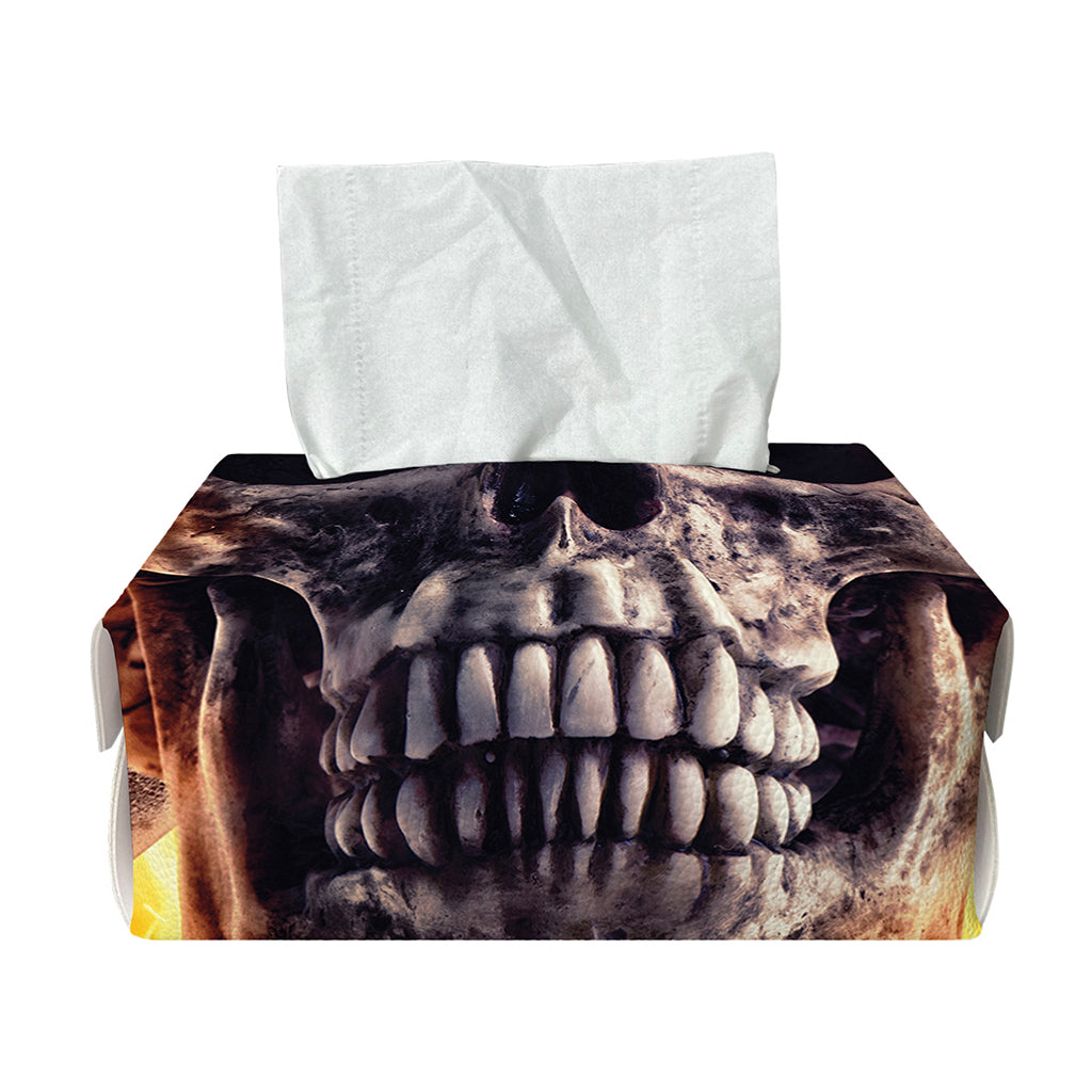 Flaming Skull And Cross Wrench Print Rectangle Tissue Box Cover
