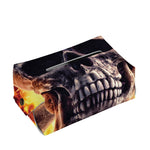 Flaming Skull And Cross Wrench Print Rectangle Tissue Box Cover