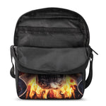 Flaming Skull And Cross Wrench Print Rectangular Crossbody Bag