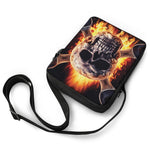 Flaming Skull And Cross Wrench Print Rectangular Crossbody Bag