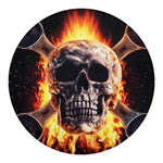 Flaming Skull And Cross Wrench Print Round Blanket