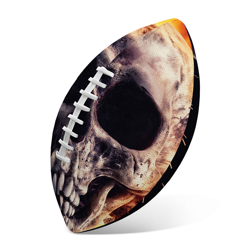 Flaming Skull And Cross Wrench Print Rugby Ball