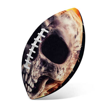 Flaming Skull And Cross Wrench Print Rugby Ball