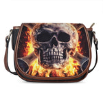 Flaming Skull And Cross Wrench Print Saddle Bag