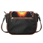 Flaming Skull And Cross Wrench Print Saddle Bag