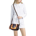 Flaming Skull And Cross Wrench Print Saddle Bag