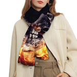 Flaming Skull And Cross Wrench Print Scarf