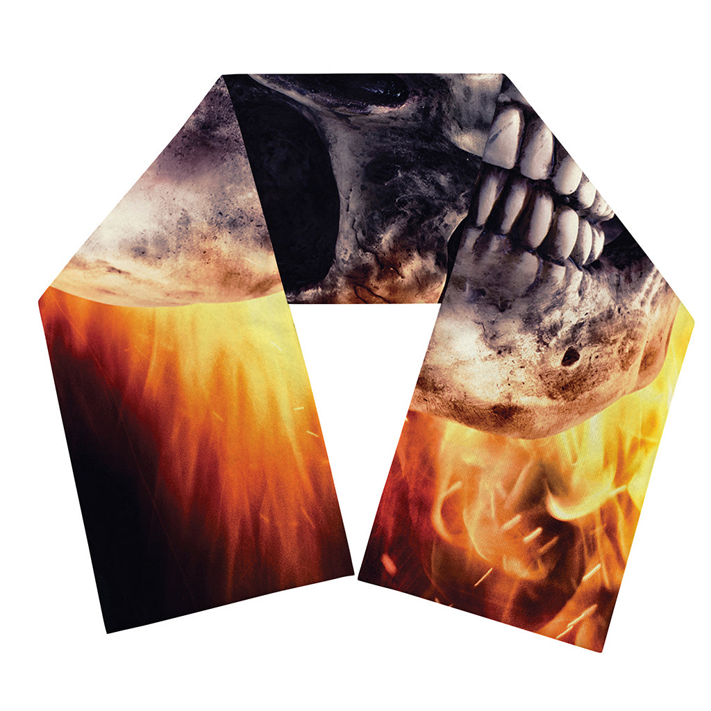 Flaming Skull And Cross Wrench Print Scarf