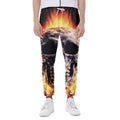 Flaming Skull And Cross Wrench Print Joggers