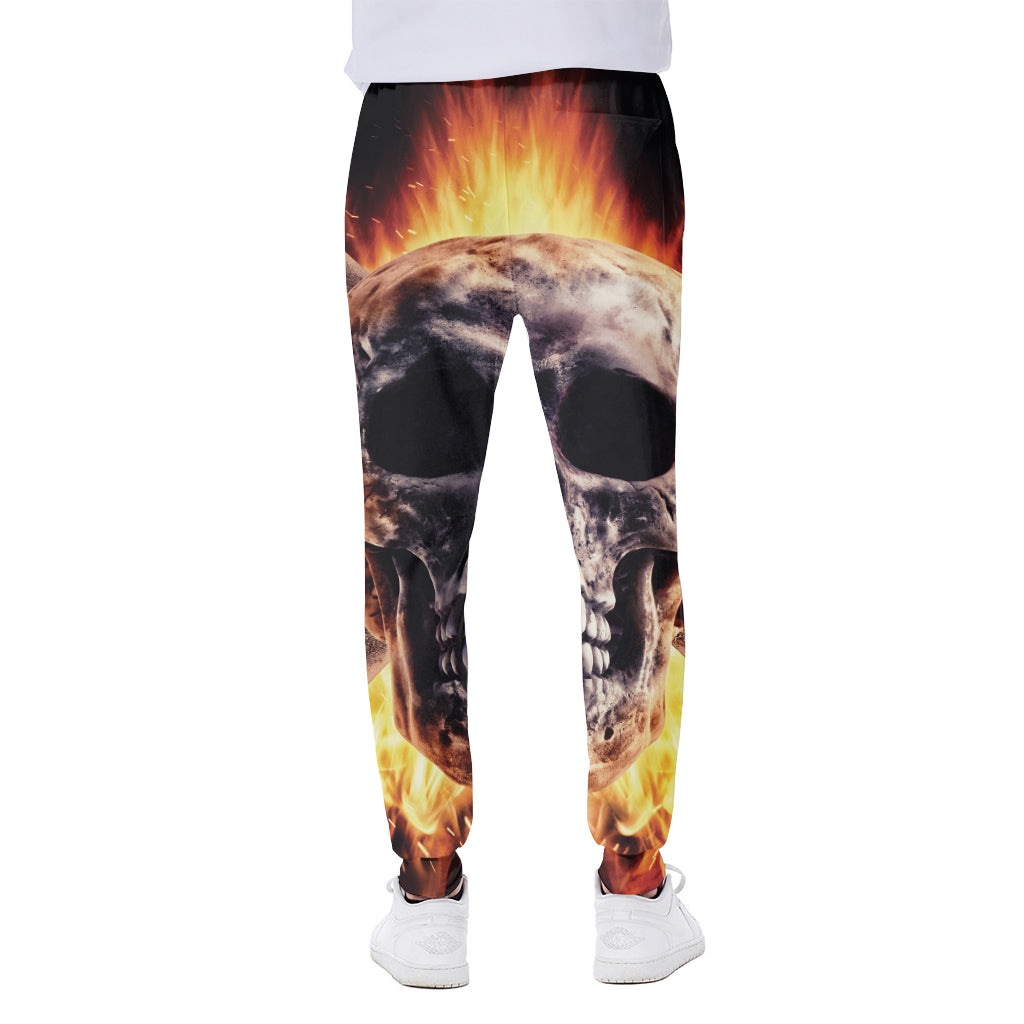 Flaming Skull And Cross Wrench Print Scuba Joggers