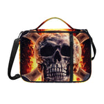 Flaming Skull And Cross Wrench Print Shoulder Strap Bible Bag