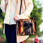 Flaming Skull And Cross Wrench Print Shoulder Strap Bible Bag
