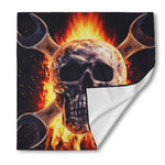 Flaming Skull And Cross Wrench Print Silk Bandana
