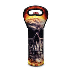 Flaming Skull And Cross Wrench Print Single Neoprene Wine Tote