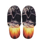 Flaming Skull And Cross Wrench Print Slippers