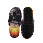 Flaming Skull And Cross Wrench Print Slippers
