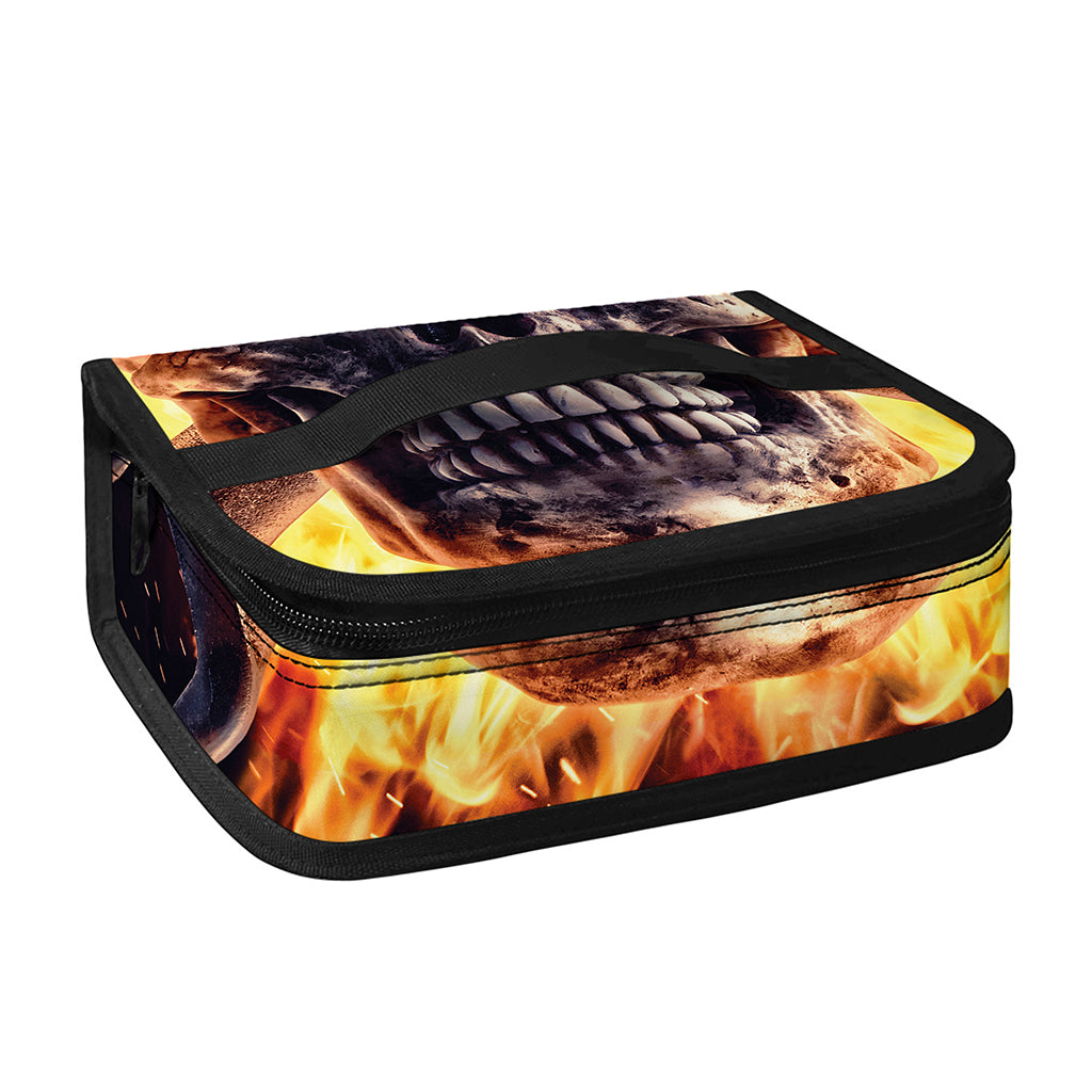 Flaming Skull And Cross Wrench Print Small Lunch Bag