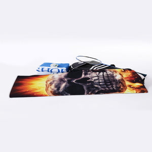 Flaming Skull And Cross Wrench Print Sports Towel