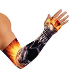Flaming Skull And Cross Wrench Print Sun Protection Arm Sleeves