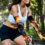 Flaming Skull And Cross Wrench Print Sun Protection Arm Sleeves