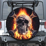 Flaming Skull And Cross Wrench Print Tire Cover