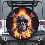 Flaming Skull And Cross Wrench Print Tire Cover With Camera Hole