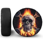 Flaming Skull And Cross Wrench Print Tire Cover With Camera Hole