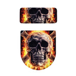 Flaming Skull And Cross Wrench Print Toilet Lid And Tank Cover Set
