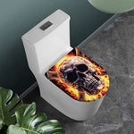 Flaming Skull And Cross Wrench Print Toilet Lid Cover