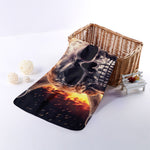 Flaming Skull And Cross Wrench Print Towel