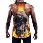 Flaming Skull And Cross Wrench Print Training Tank Top