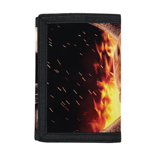 Flaming Skull And Cross Wrench Print Trifold Wallet